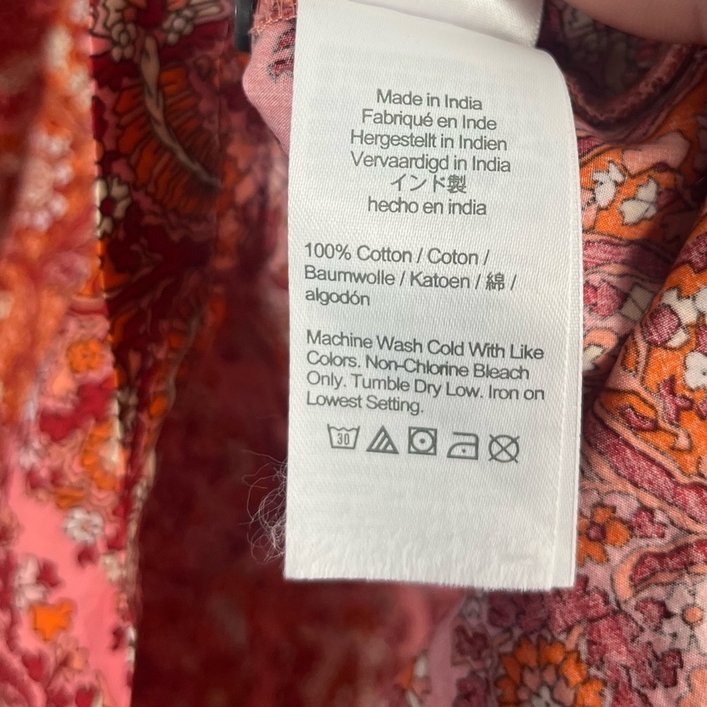J. Crew Puff Sleeved Top Paisley pink size small cotton - Picture 4 of 6